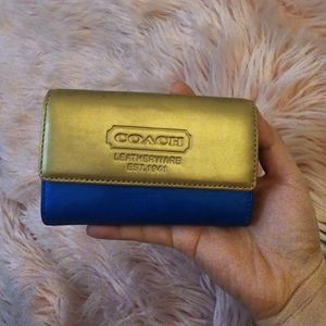 Coach Vintage Wallet custom hand painted metallic blue gold